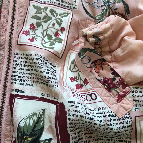 Pink floral print silk jacket with removable sleeves, S, vintage - Picture 12 of 15